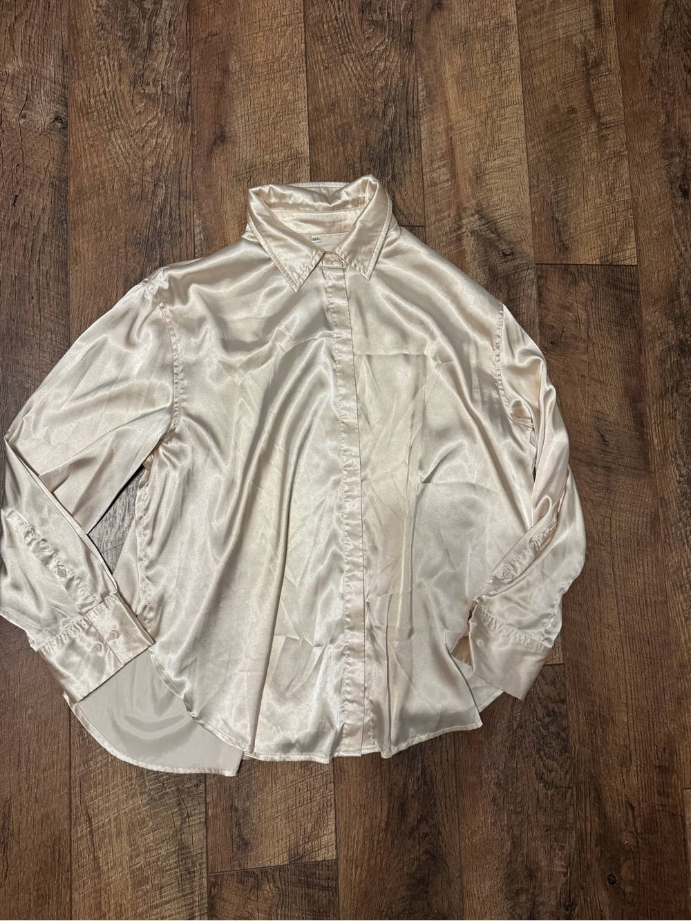 Daily Drills Satin Button-Down Shirt - Light Cream